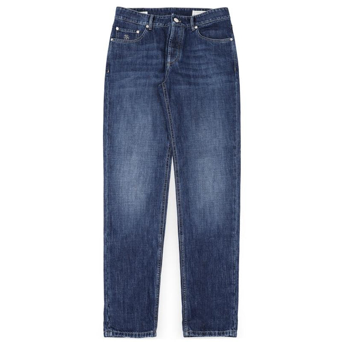 Brunello Cucinelli Dark Blue Straight Leg Denim Jeans Men