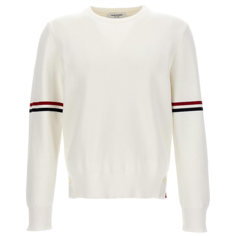 THOM BROWNE Milano Stripe Sleeve Crewneck Knit Sweater MKA326A Y3001 100