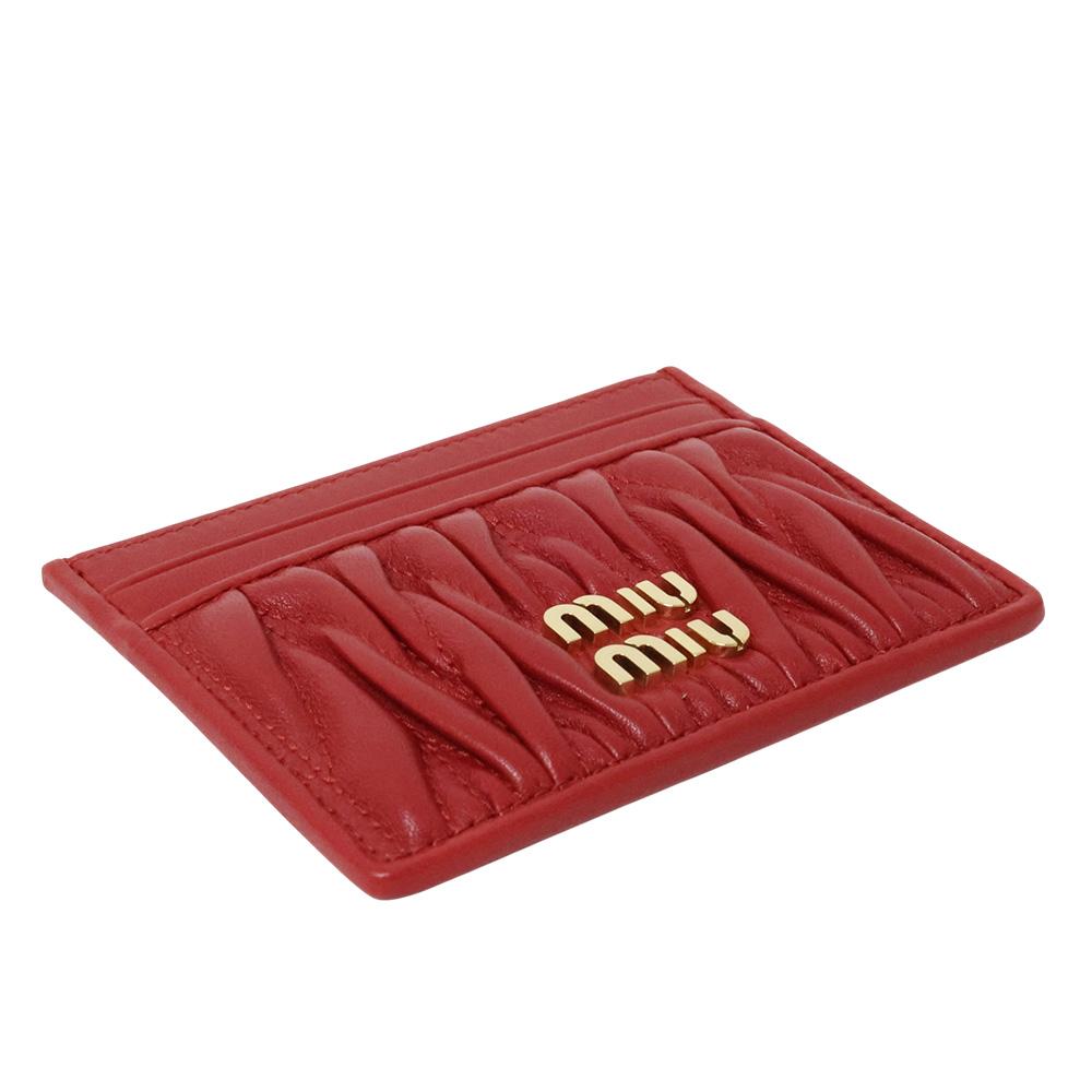 Miu Miu Matelassé Leather Card Holder Black Women’s
