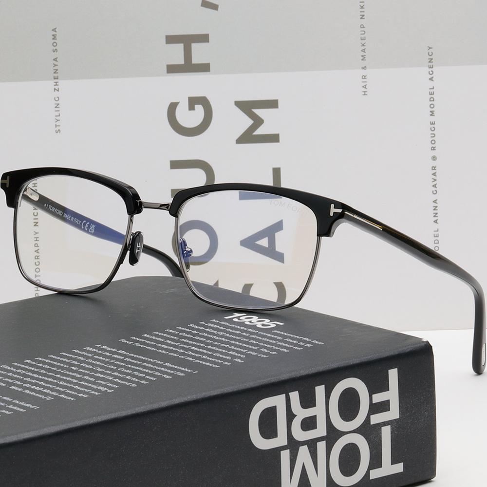 TOM FORD Blue Light Blocking Half-Rim Eyeglasses Unisex TF5801B 001
