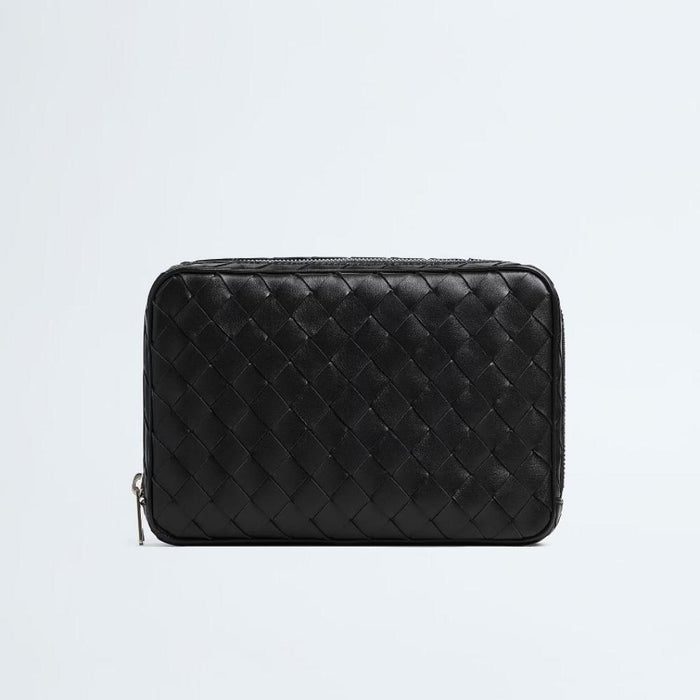 Bottega Veneta Medium Intrecciato Organizer Black Pouch