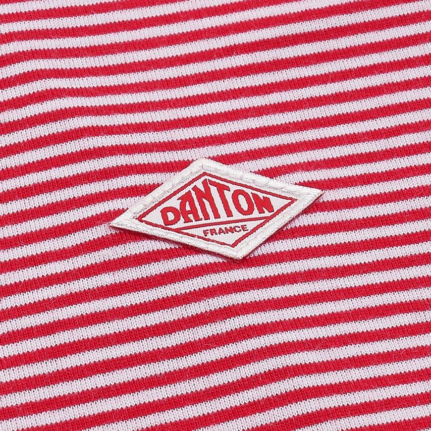 DANTON Women's Short Sleeve Cropped T-Shirt C0408 CVT RED X WHITE