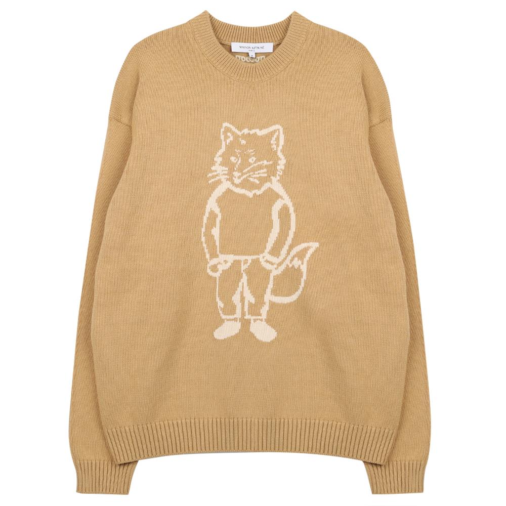 Maison Kitsune Dressed Fox Intarsia Crewneck Knit Sweater