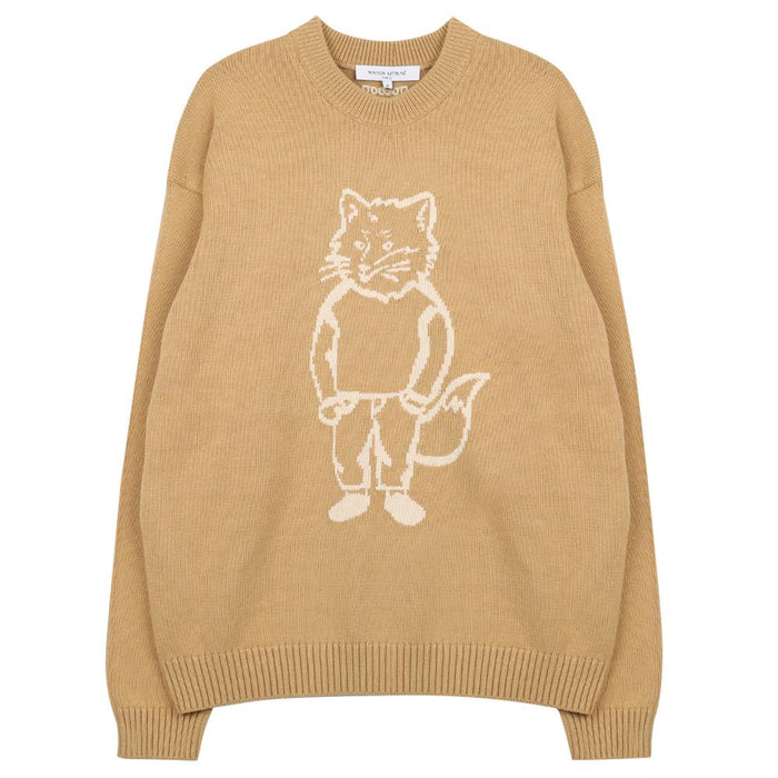 Maison Kitsune Dressed Fox Intarsia Crewneck Knit Sweater