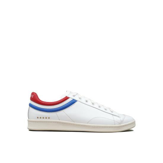 BALENCIAGA Leather Low-Top Sneakers for HELU3FSSN002RD WHITE RED FRENCH BLUE DOM