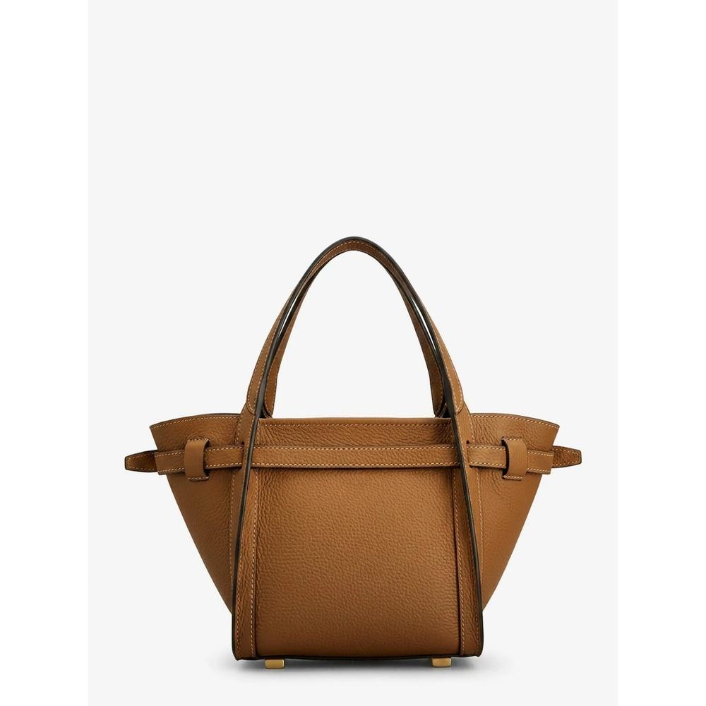 Tods T Logo Leather Tote Bag Brown