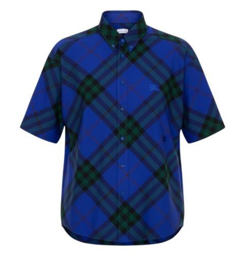 BURBERRY Men’s Check Short-Sleeve Oversized Shirt