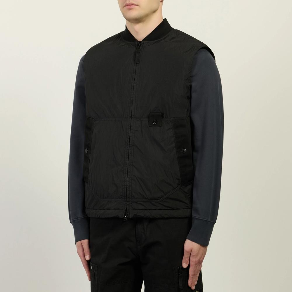 STONE ISLAND Crinkle Reps Nylon Down Puffer Vest Black Men