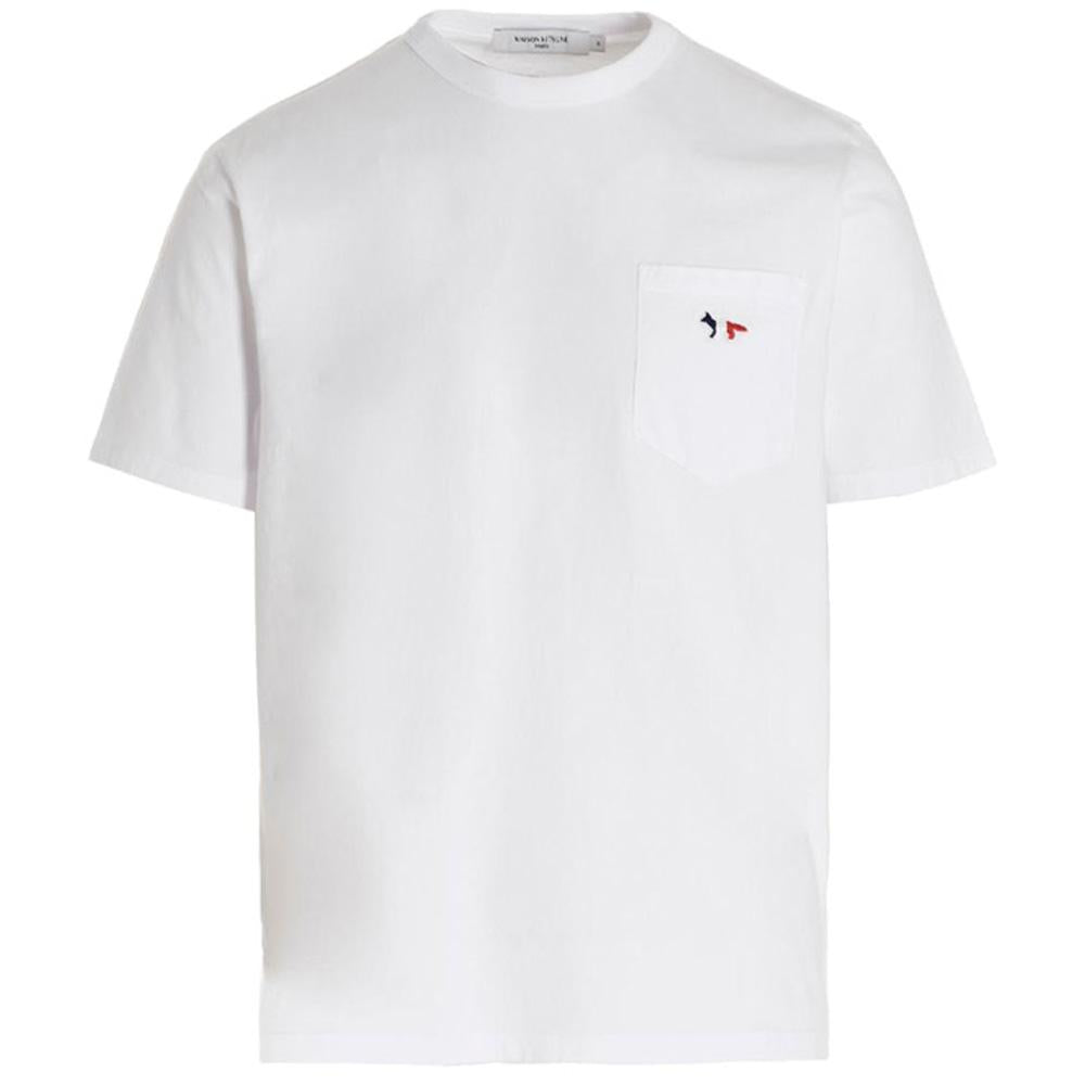 Maison Kitsune Men's White Tricolor Fox T-Shirt FM00120 KJ0010 P100