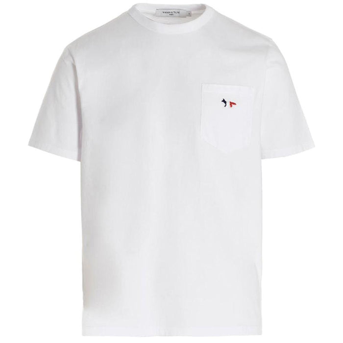 Maison Kitsune Men's White Tricolor Fox T-Shirt FM00120 KJ0010 P100