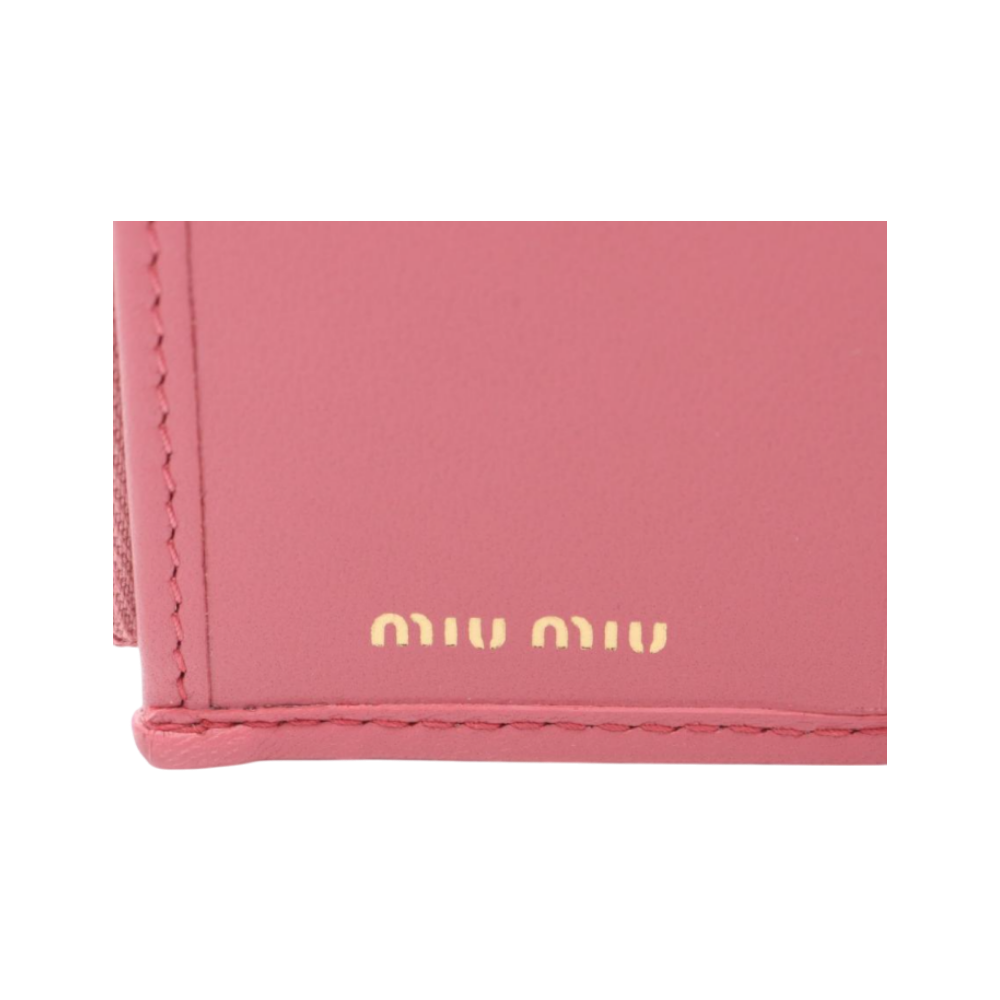 Miu Miu Small Matelassé Nappa Leather Bifold Wallet Pink Women