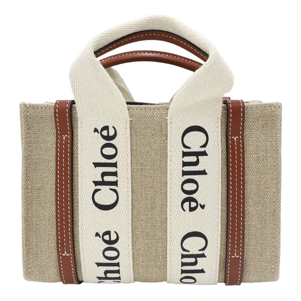 Chloe Woody Mini Women’s Tote Bag Canvas Beige