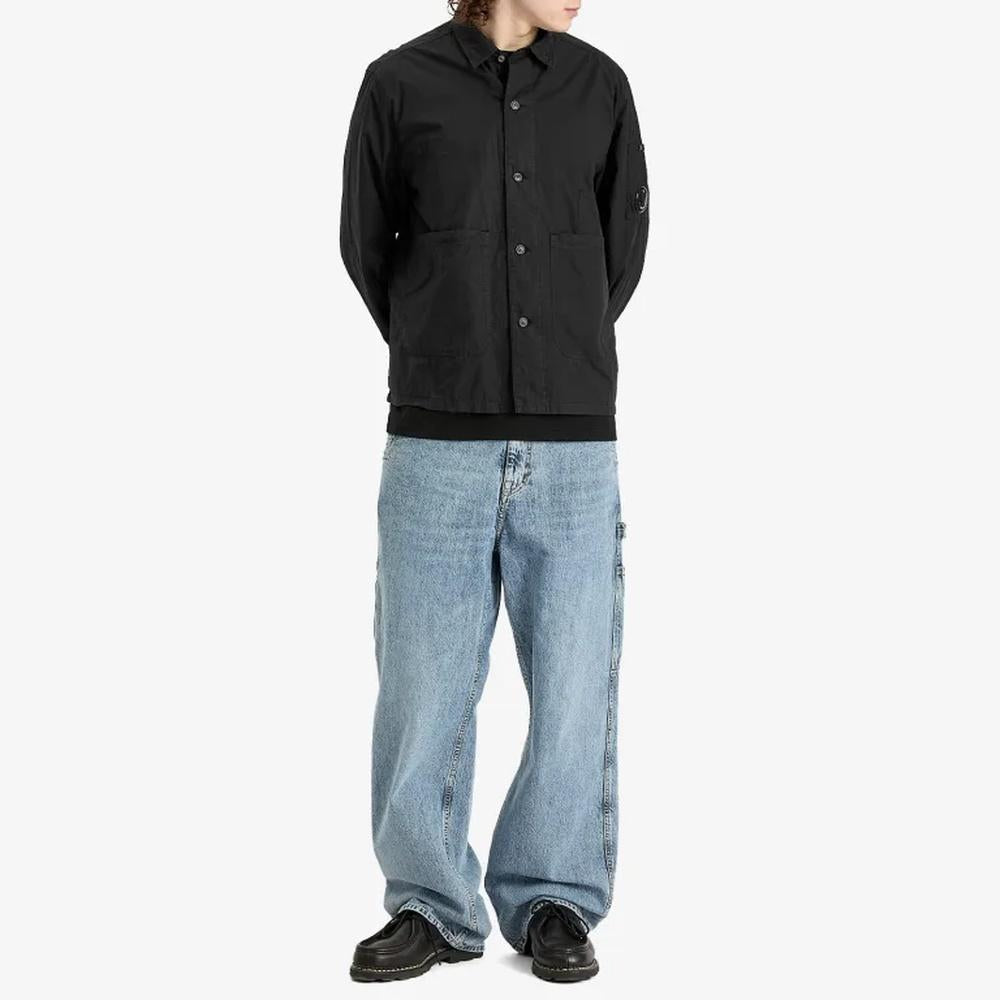 CP Company Men's Black Poplin Long Sleeve Shirt