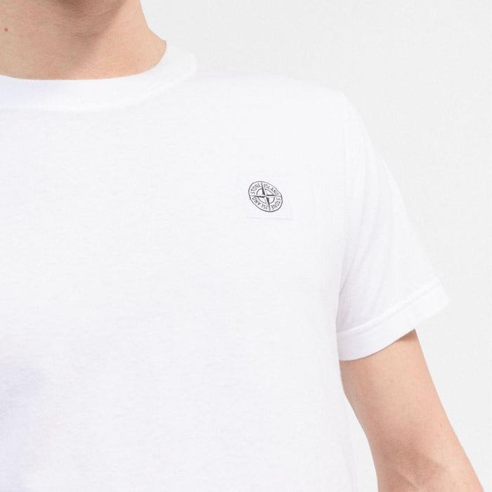 STONE ISLAND Chest Logo White Cotton T-Shirt