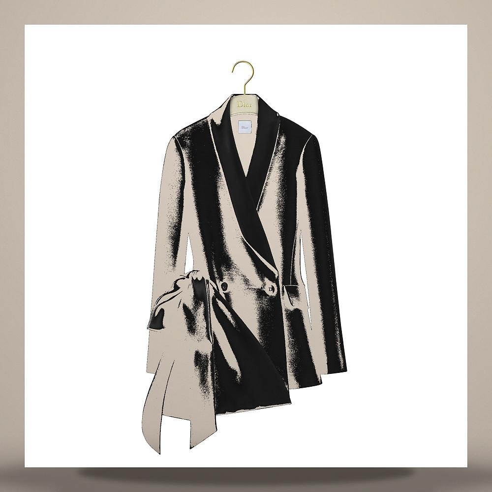 DIOR Asymmetric Fitted Jacket Black Wool Silk Blouse 651V11B1441 X9000