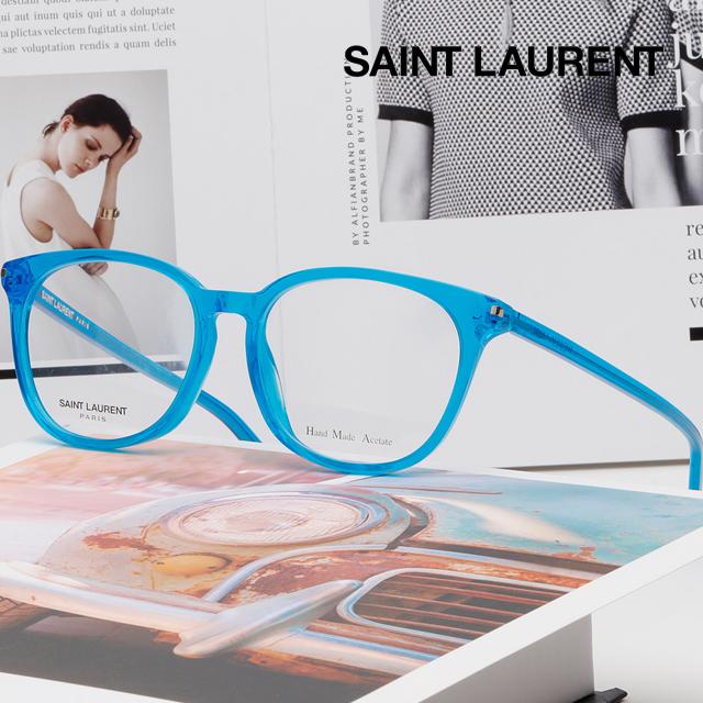 Saint Laurent SL38 VL3 Translucent Blue Acetate Eyeglasses Unisex