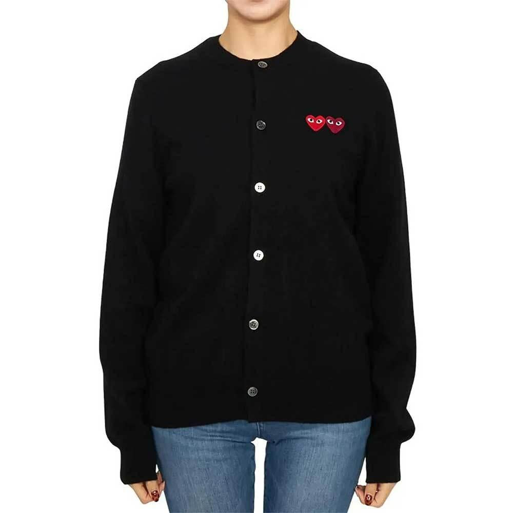 Comme des Garcons Black Double Heart Unisex Cardigan