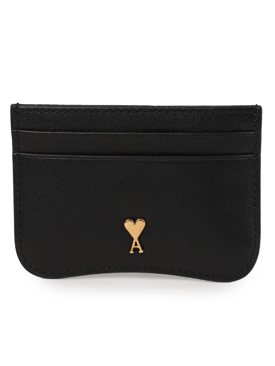 AMI Small Heart Logo Leather Card Holder Black USL706 AL0208 0015