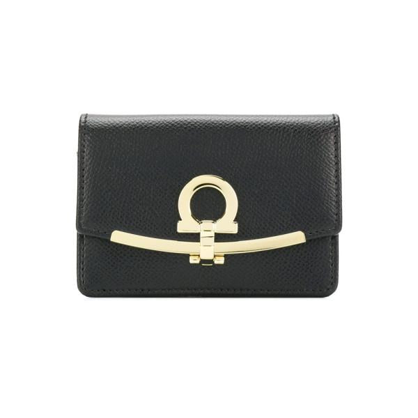 Ferragamo Gancini Cuir Crisp Keyring Card Holder Black