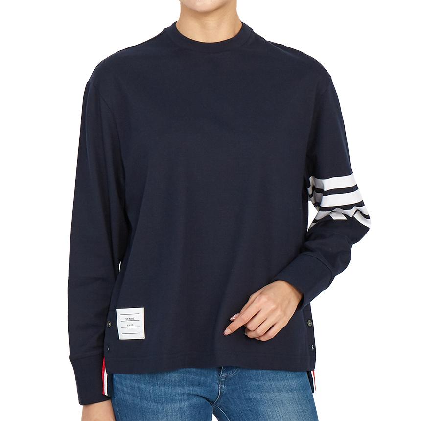 THOM BROWNE Women’s Long Sleeve T-Shirt Navy Cotton