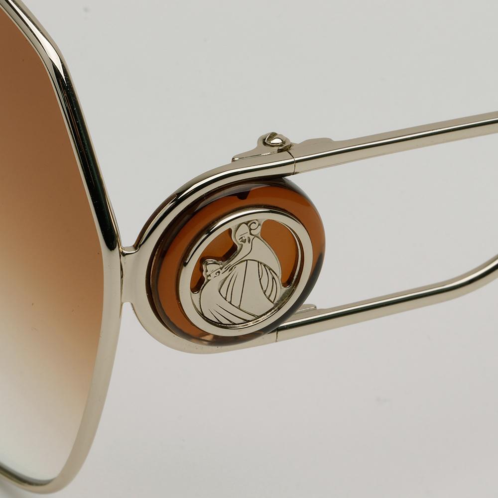 Lanvin Dark Orange Square Sunglasses Metal Frame Gold Logo LNV129SLB 746