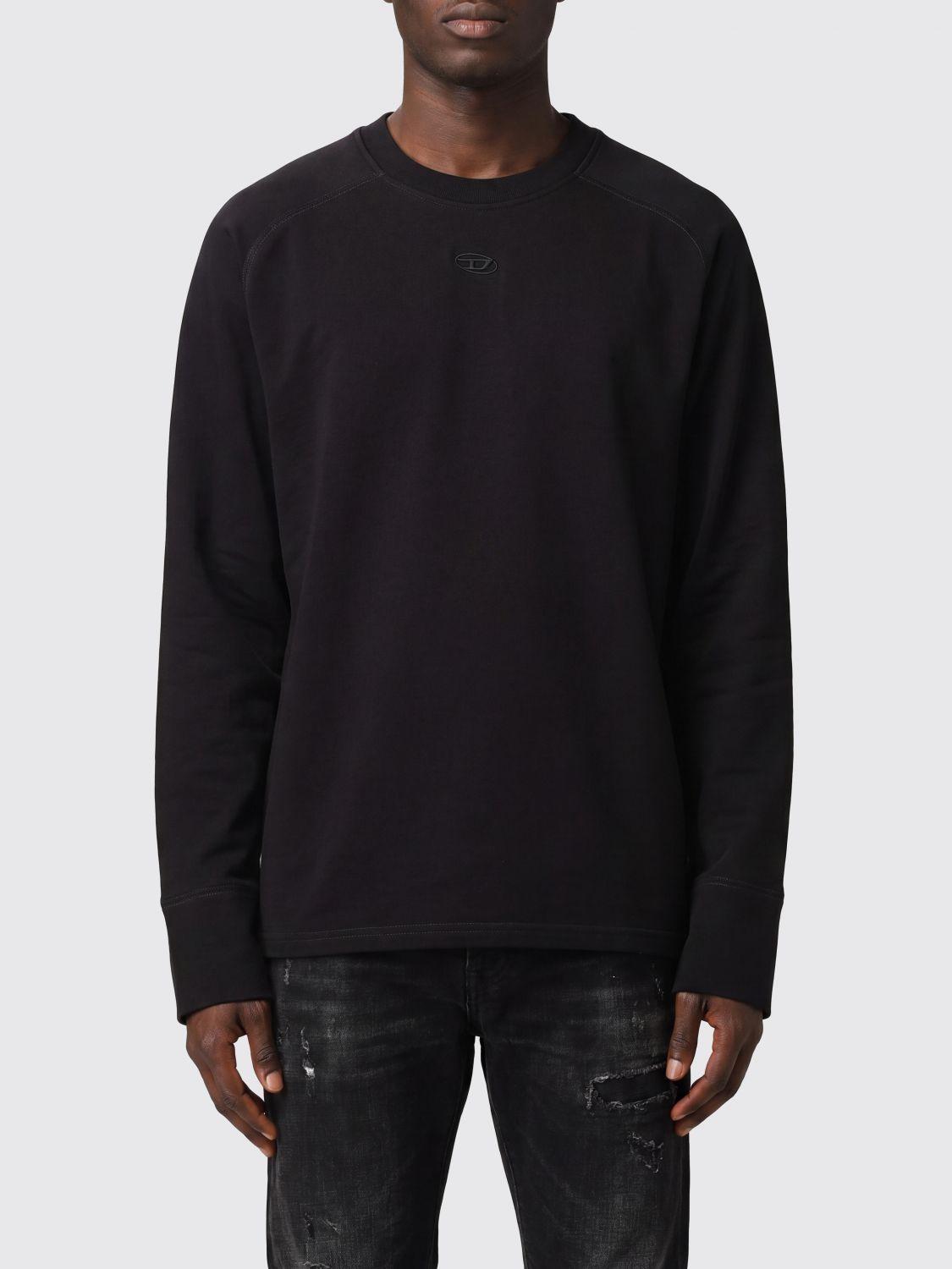DIESEL Black Cotton Long Sleeve T-Shirt for Men