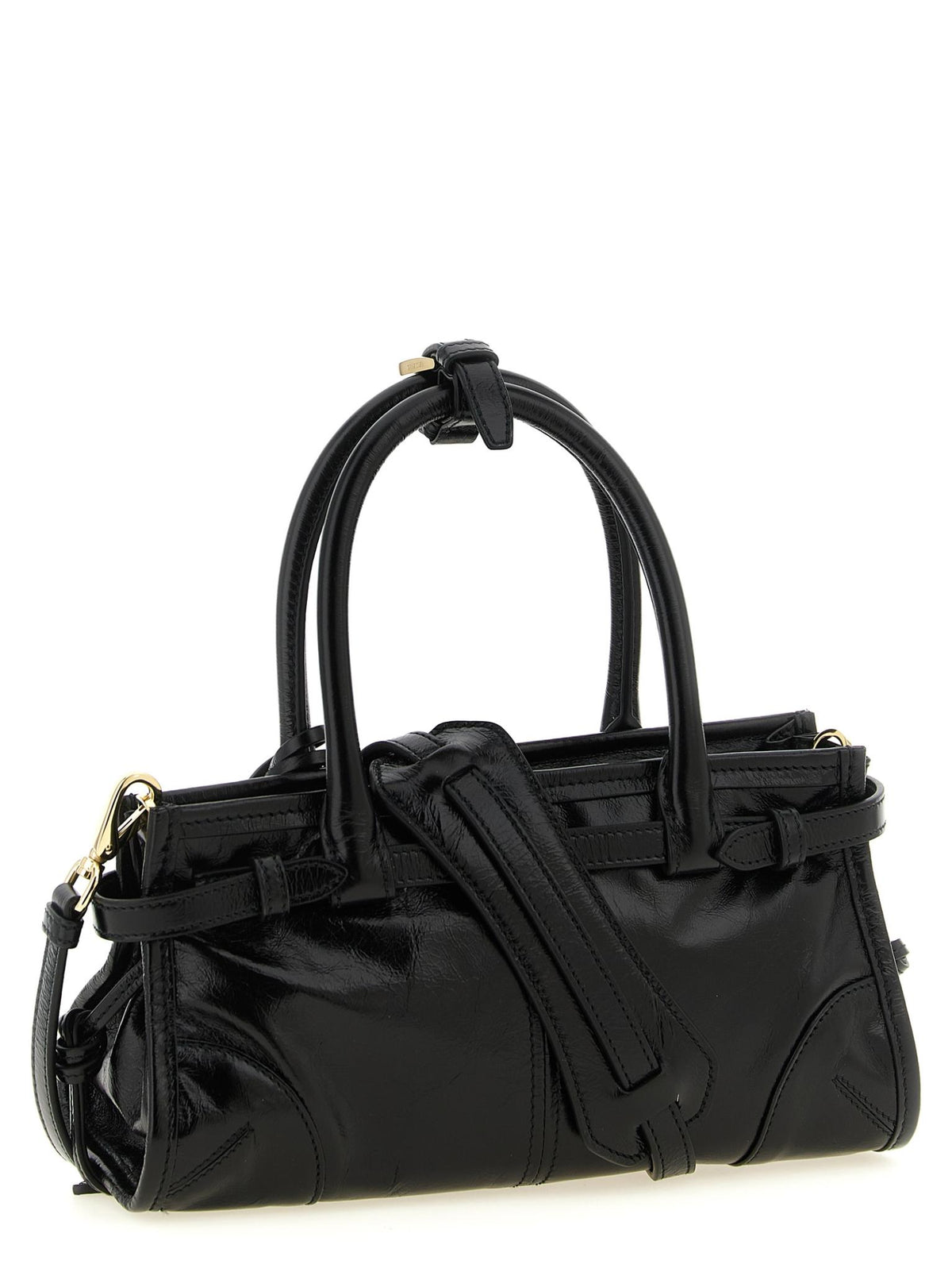 PRADA Black Nylon Leather Tote Bag