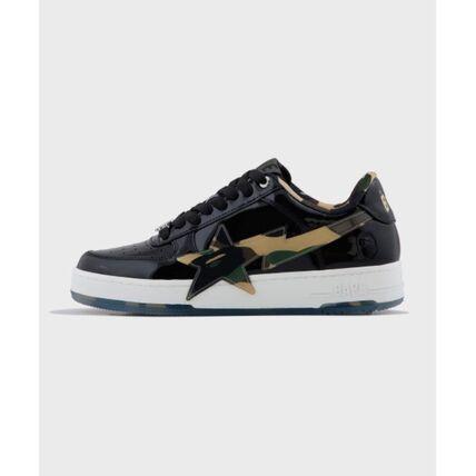 BAPE Black Leather Low-Top Sneakers 001FW L301309MBLK
