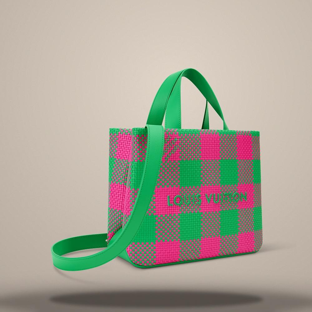 Louis Vuitton Mini Shopper Tote Pink Green Tote Bag N40891