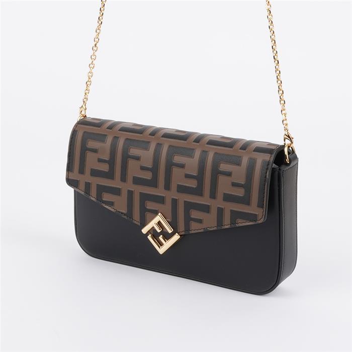 FENDI Women's Diamond FF Wallet on Chain Crossbody Bag