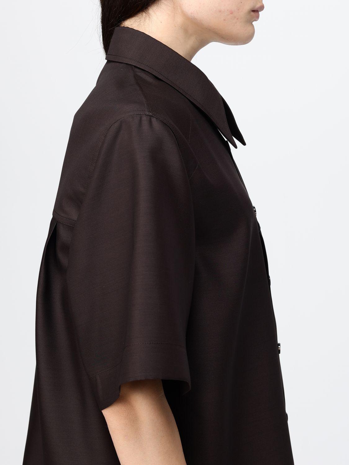 Bottega Veneta Long Sleeve Cotton Shirt Brown Women’s