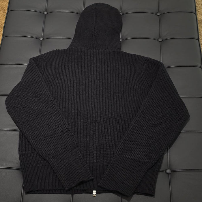 Chrome Hearts Cemetery Patch Black Knit Hooded Zip-Up Sweater