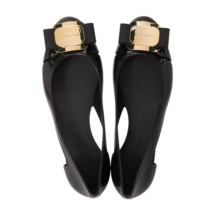 Ferragamo Vara Bow Women’s Jelly Flat Shoes C Width 0785441