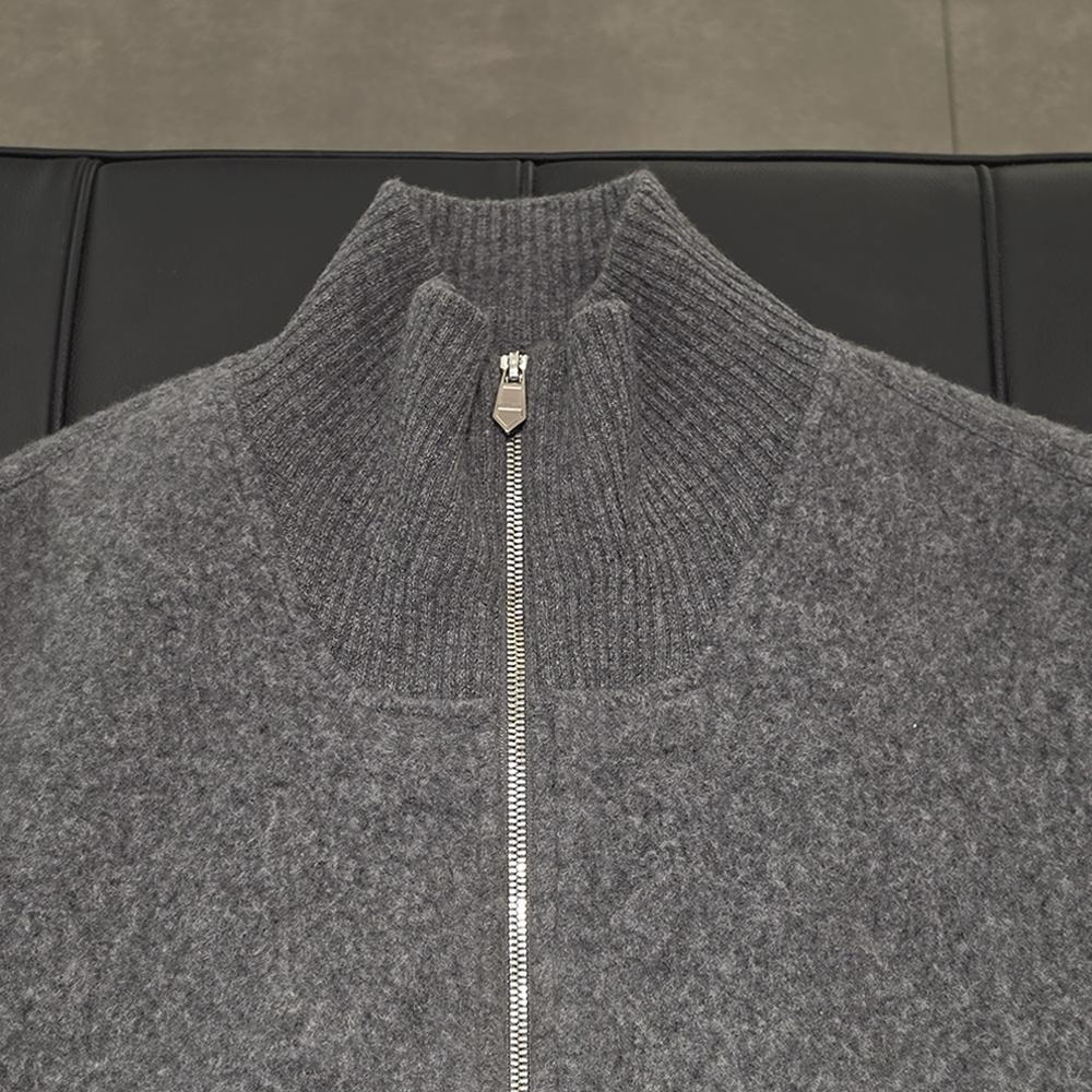 HERMES Wool Cashmere Lambskin Pocket Detail Vest Gris Grey