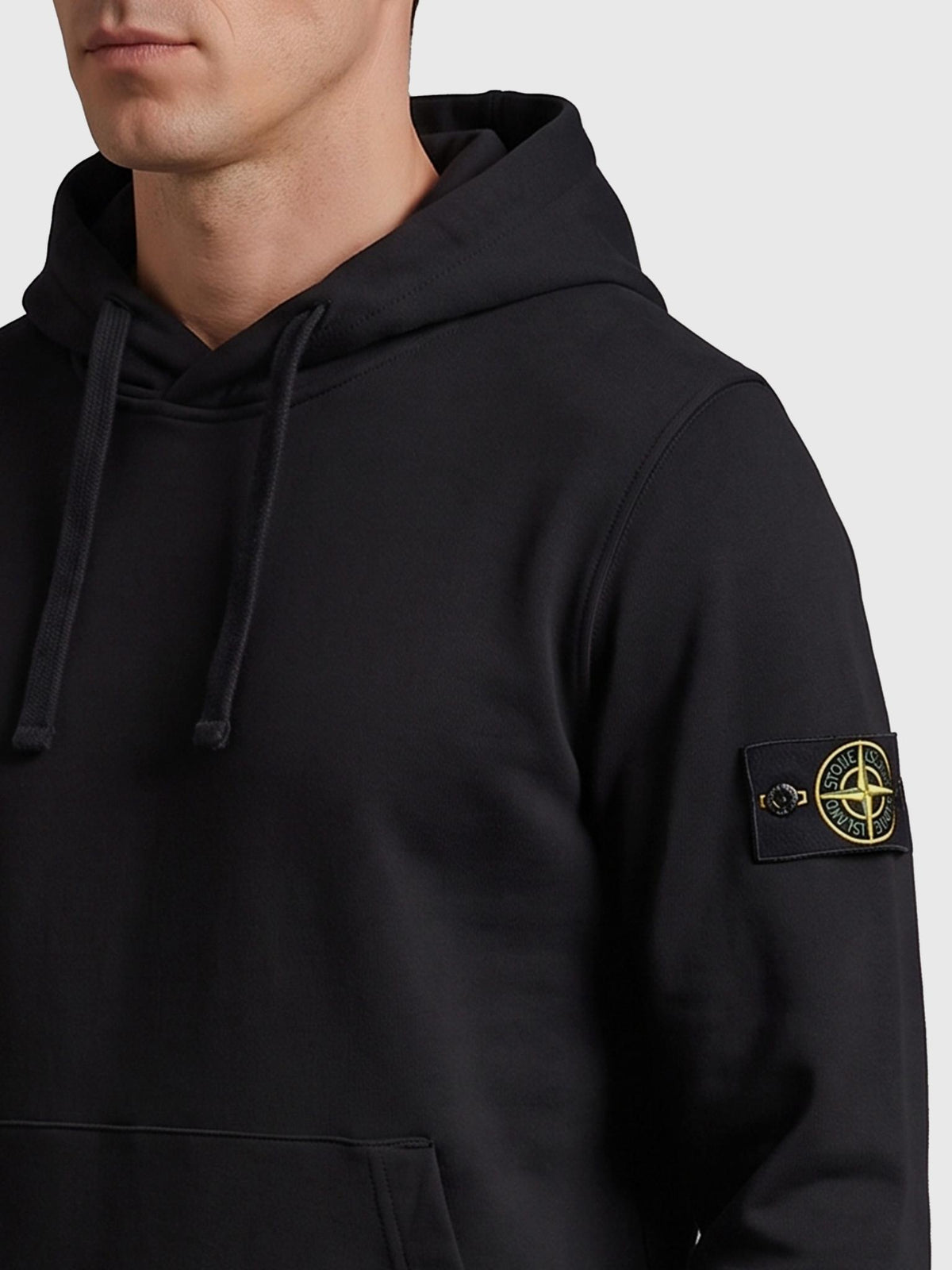 STONE ISLAND Black Cotton Logo Sweatshirt