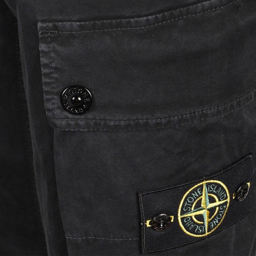 STONE ISLAND Organic Broken Twill Cotton Old Effect Slim Cargo Pants Black