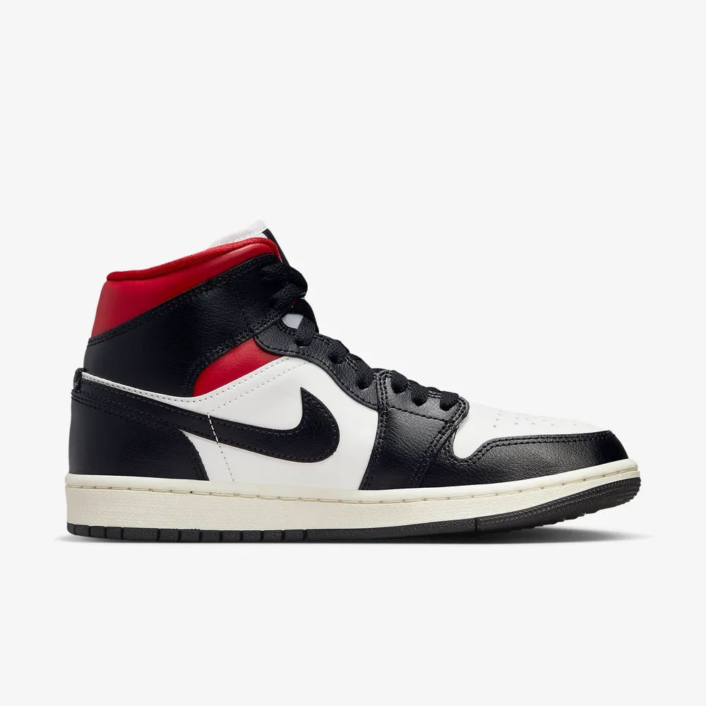 Nike Women’s Air Jordan 1 Mid Black Gym Red Low-Top Sneakers