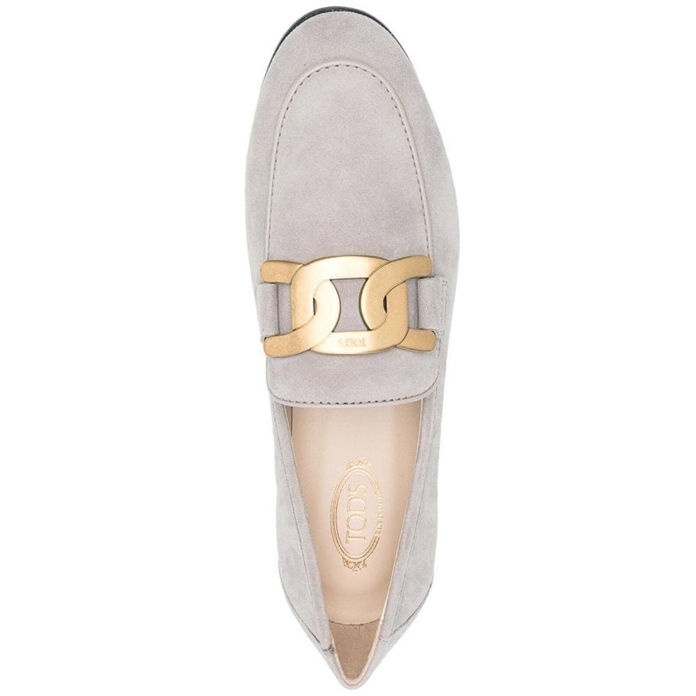 Tods Gold Chain Suede Loafers Women’s Brown