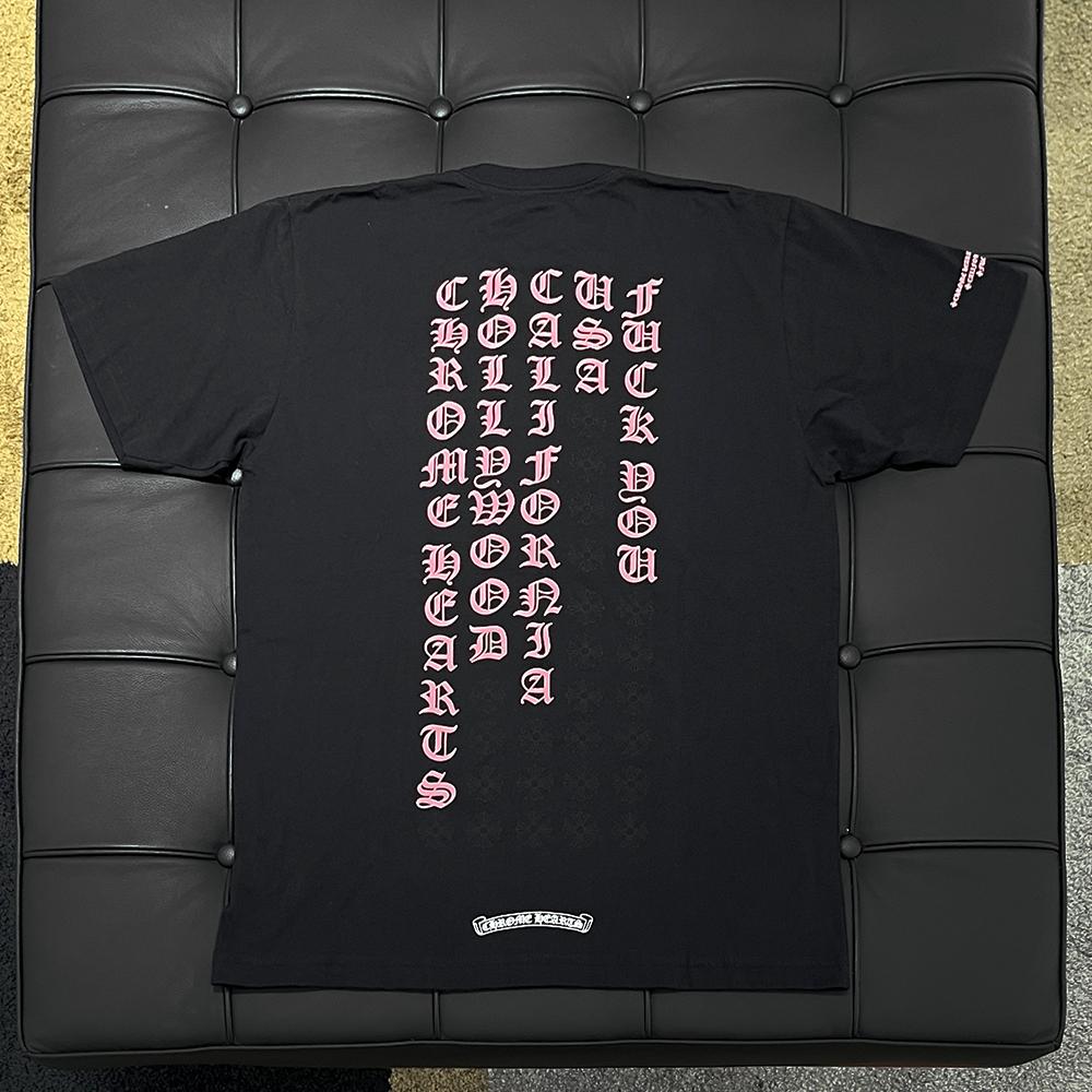 Chrome Hearts Black Pink Roller Back Logo Lettering Print Short Sleeve T-Shirt