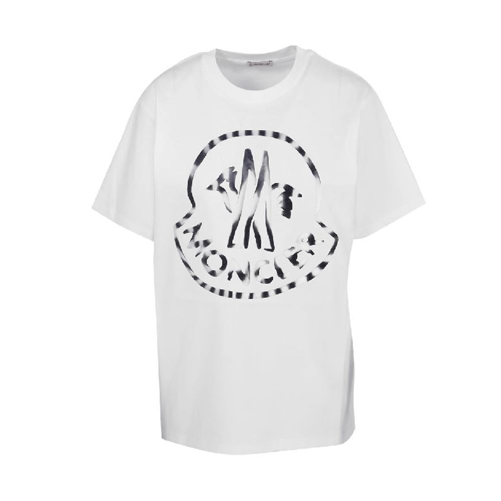 Moncler Big Logo Print White Cotton T-Shirt