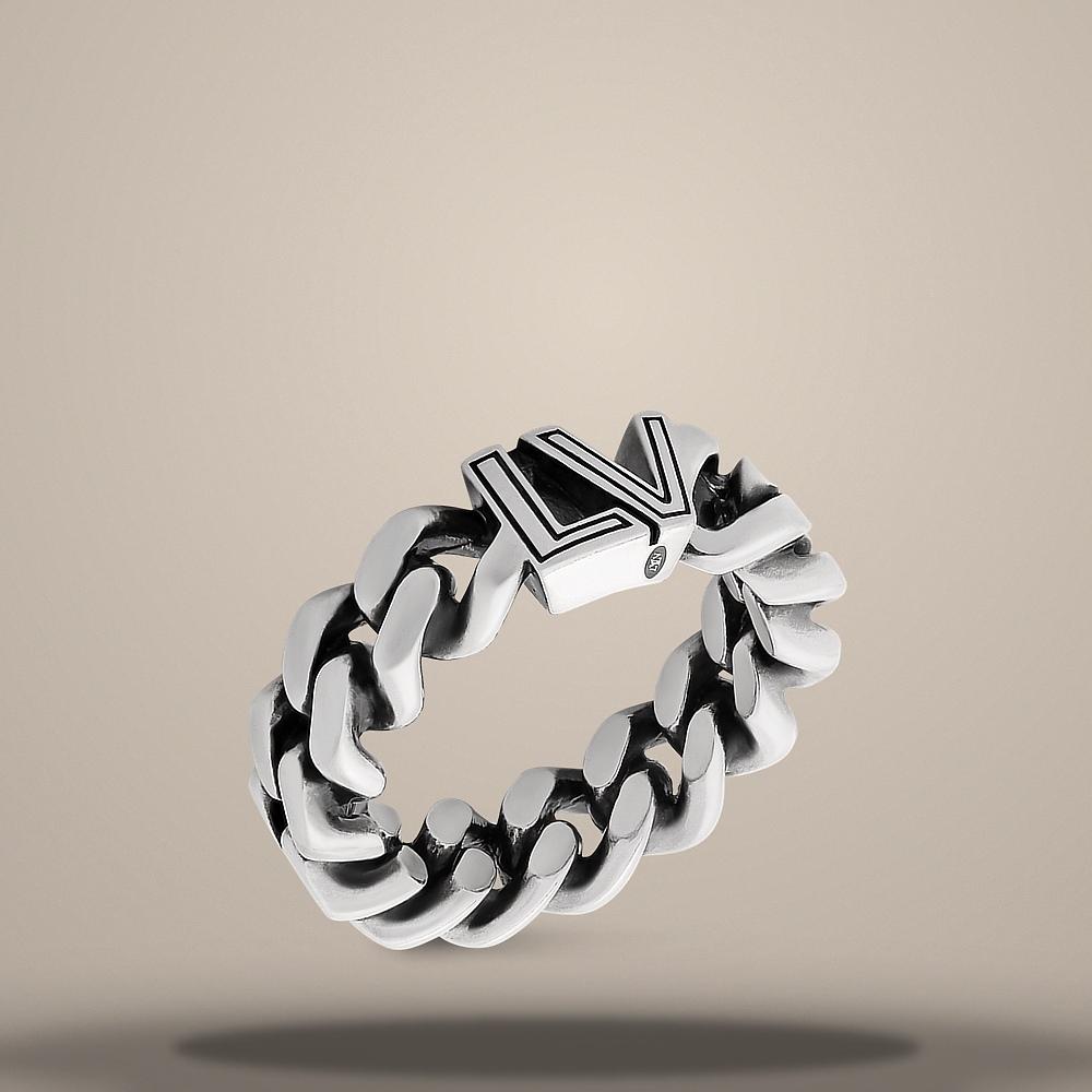 Louis Vuitton LV Club Chain Ring Silver-Tone 0.7cm Width M1760
