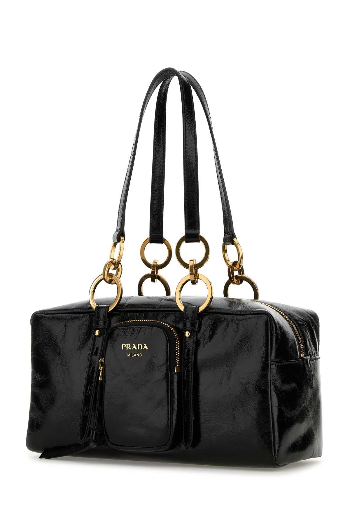 PRADA Black Leather Shoulder Bag