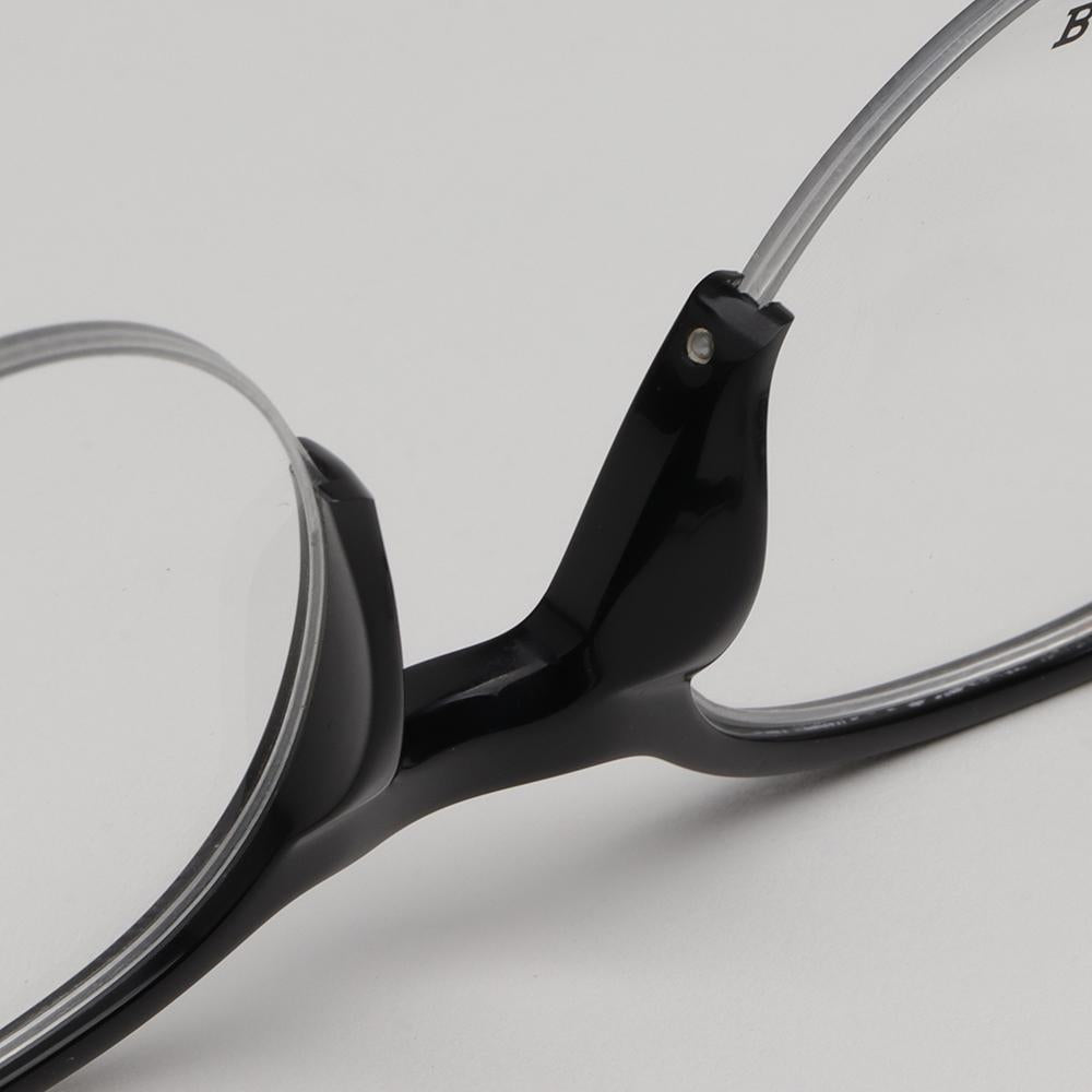 BALLY Round Semi-Rim Eyeglass Frames Unisex Half-Horn Style BY5018 001