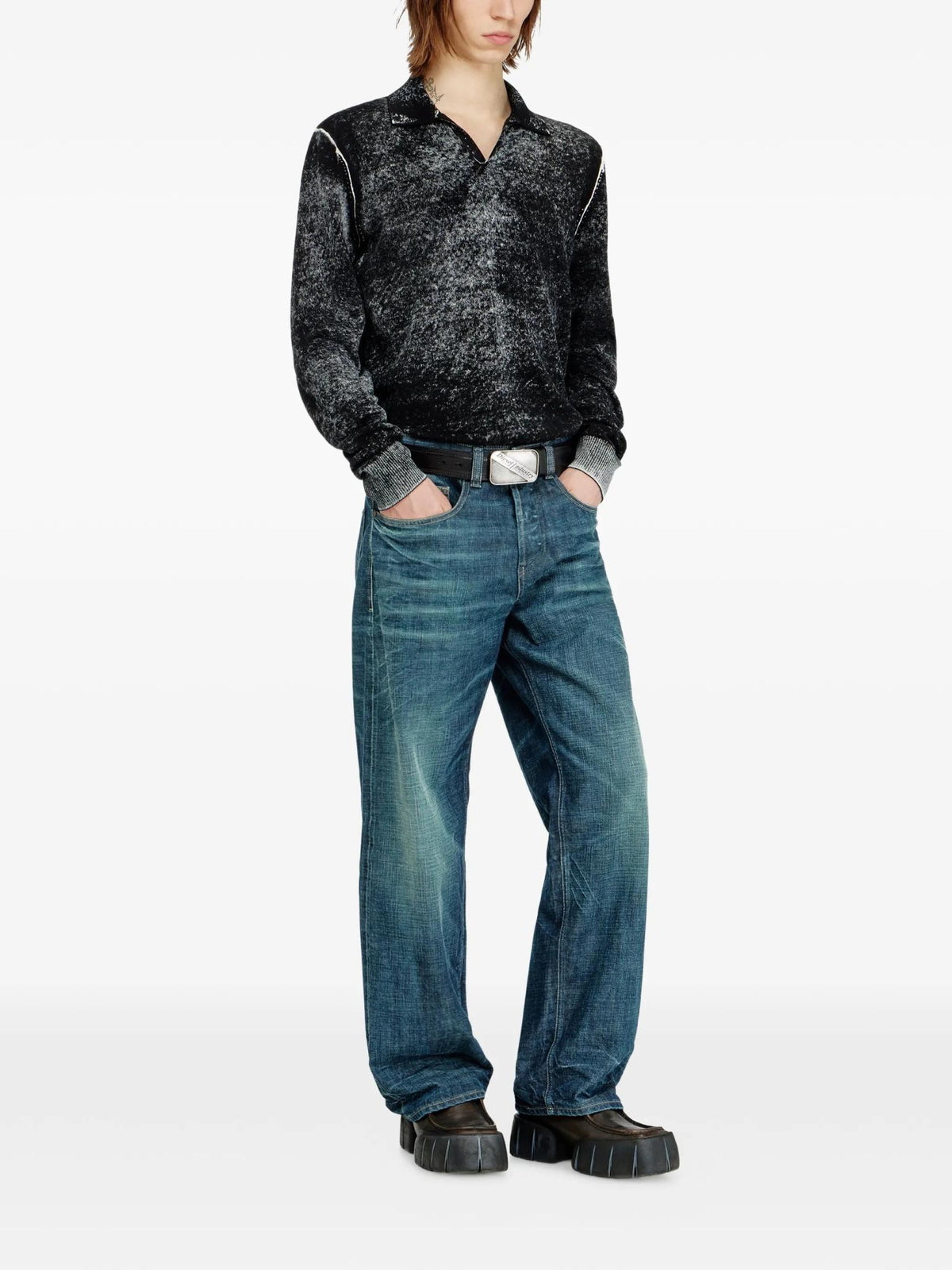 DIESEL Black Knit Cardigan for Men
