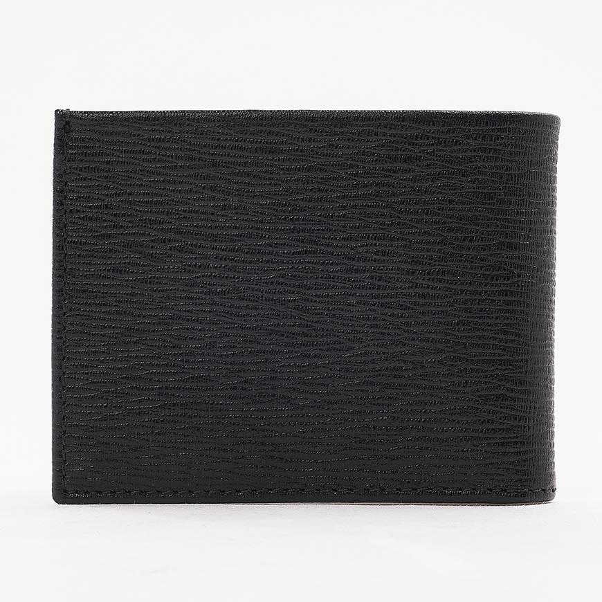 Ferragamo Gancini Bifold Wallet Black Red Leather Men's