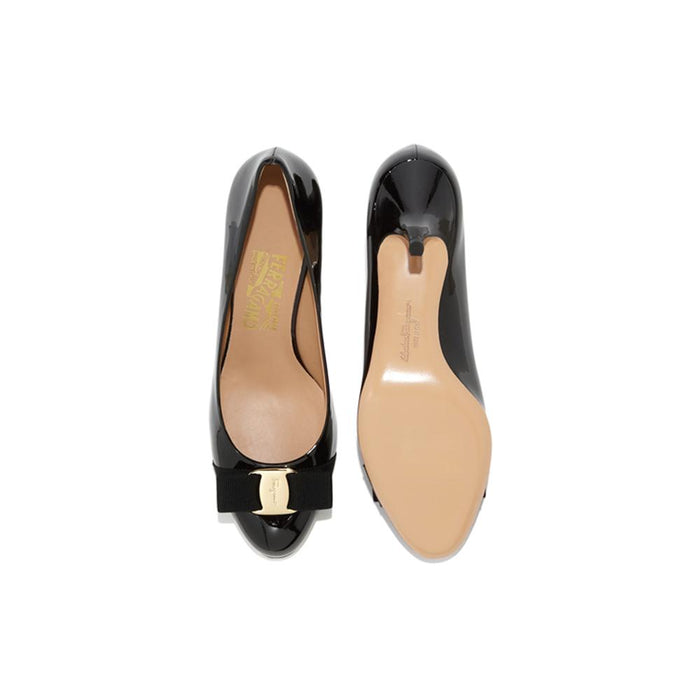 Ferragamo CARLA 70 Patent Leather Black Pumps 0574563