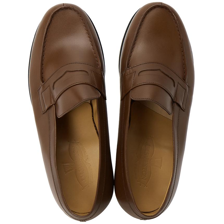 J.M. WESTON Men’s E Width Tan Leather Loafers