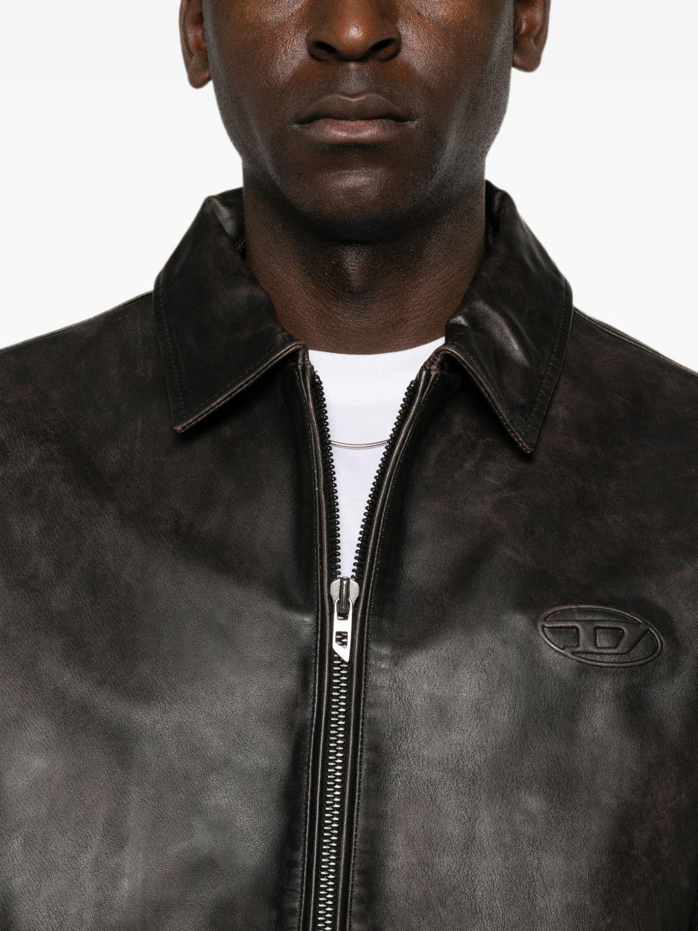 DIESEL Brown Leather Jacket for Men