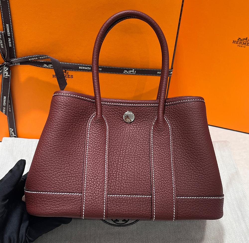 HERMES Negonda Rouge Red Garden Party 23 Mini Tote Bag Silver Hardware