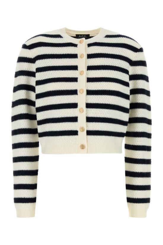 A.P.C. Black White Wool Blend Knit Cardigan WVBECF22327 TAS